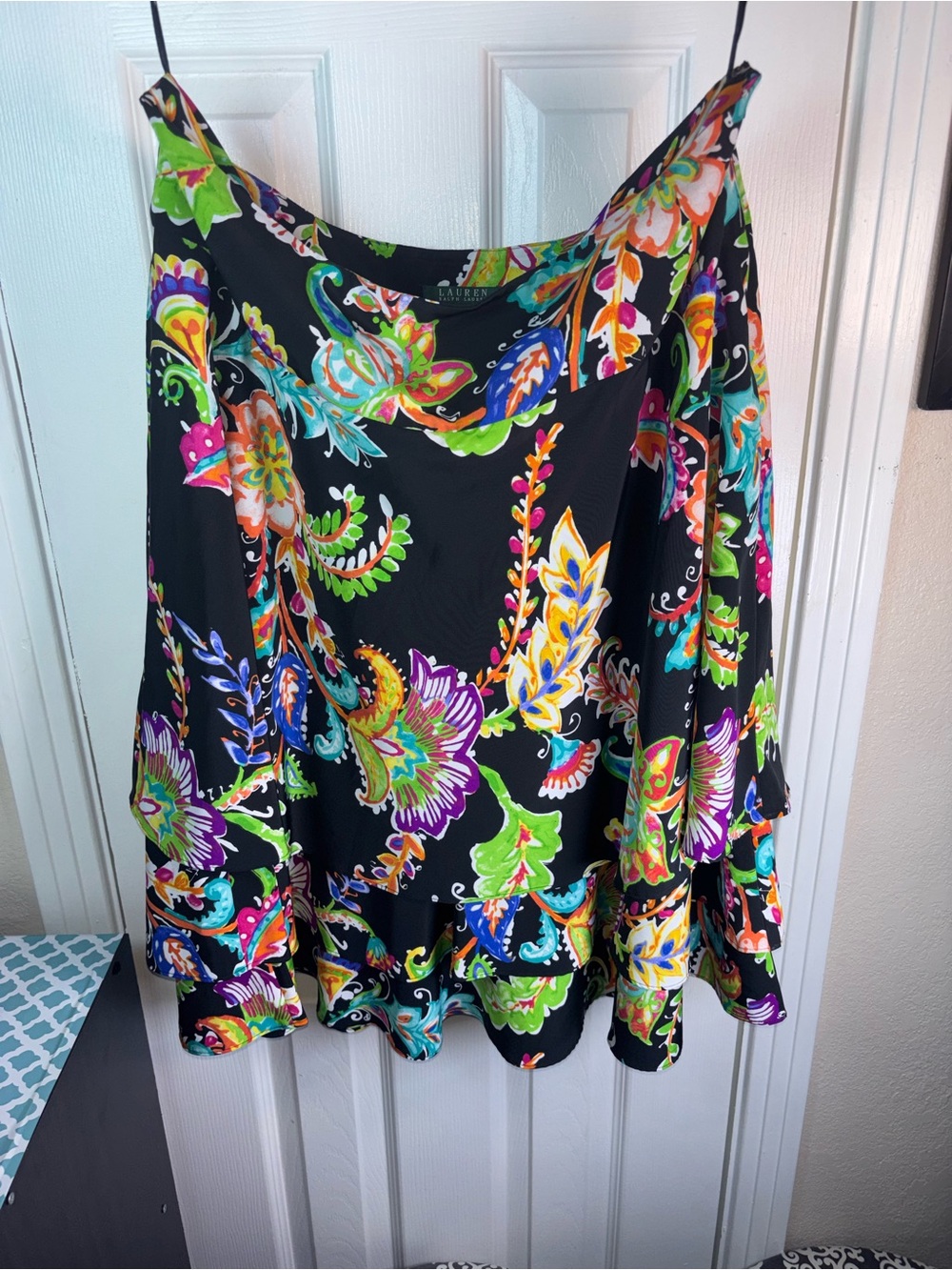 Lauren Ralph Lauren Black Multicolor Floral Print skirt size 16 - Picture 4 of 14